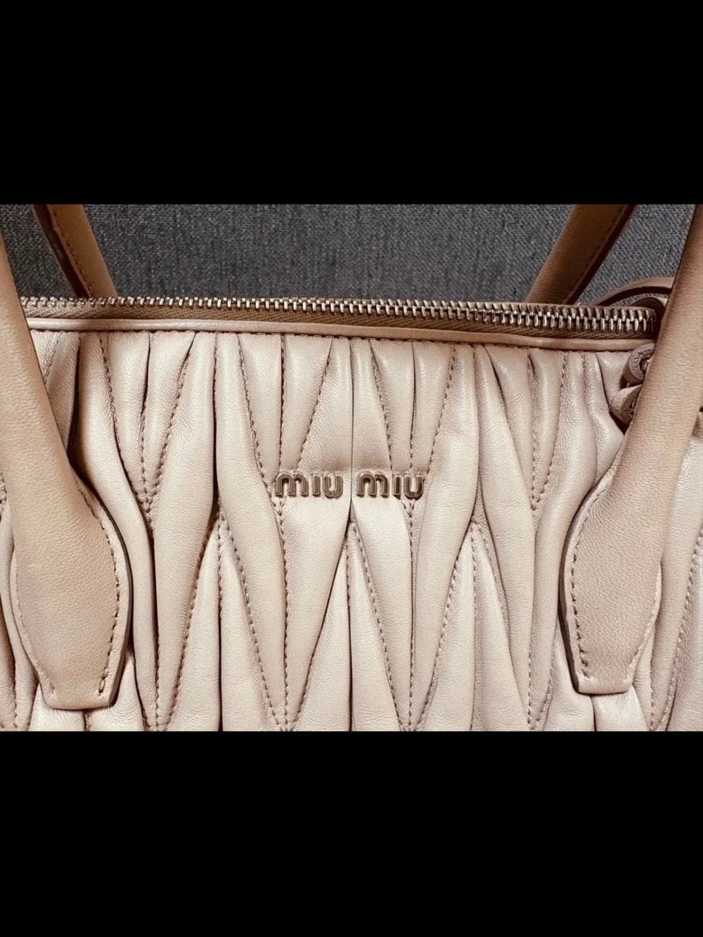 Miu Miu Beige Matelassé Satchel with Detachable Strap